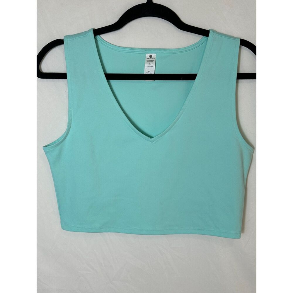 Yogalicious Pure Cloud Lola Muscle Tank Tops PAIR Teal/White Size L Deep V-Neck